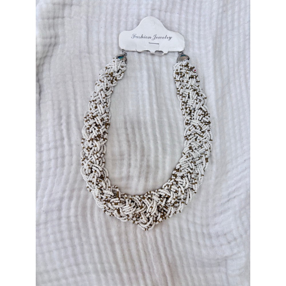 Women's Unbranded Necklaces One Size White Gold Blue Gray Beaded Set - Picture 2 of 7